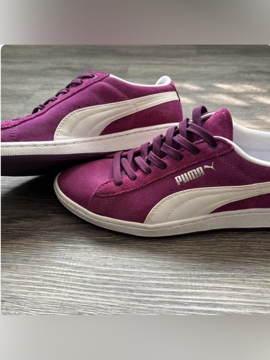 Puma Shoes - Puma Men's Suede Sneakers in Deep Berry and White
